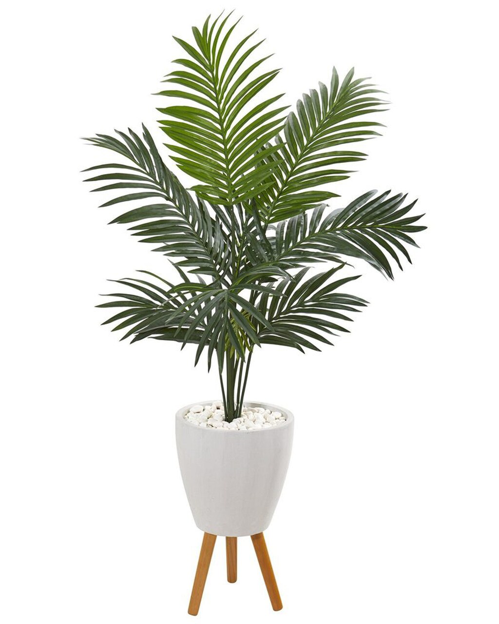 Nearly Natural 4.5' Kentia Artificial Palm Tree in White Planter with Legs